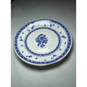 Arabia Finland Tea Cup Saucer, Blue and White Floral Print Glazed Beautiful